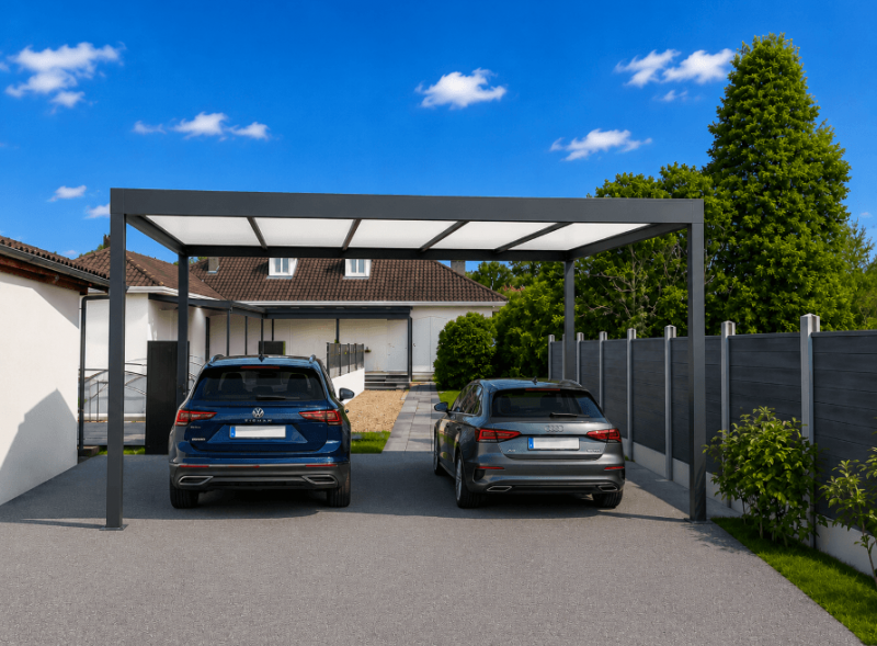 carport-autoporte-toit-plat-panneaux-sandwich-isolant-32mm-htop-extra-large-sur-mesure Carport Aluminium Autoporté Toit Plat H3 Panneaux Sandwich Isolant 32mm Abri Voiture & Camping Car Sur Mesure À Chaque Poteau (Recommandé), Canon PVC – Image 1